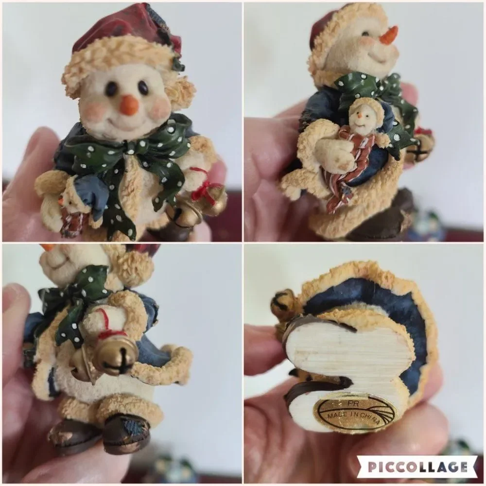 Vintage Christmas Holiday Winter Christmas Ornaments & Shelf Snowmen Set of 3
